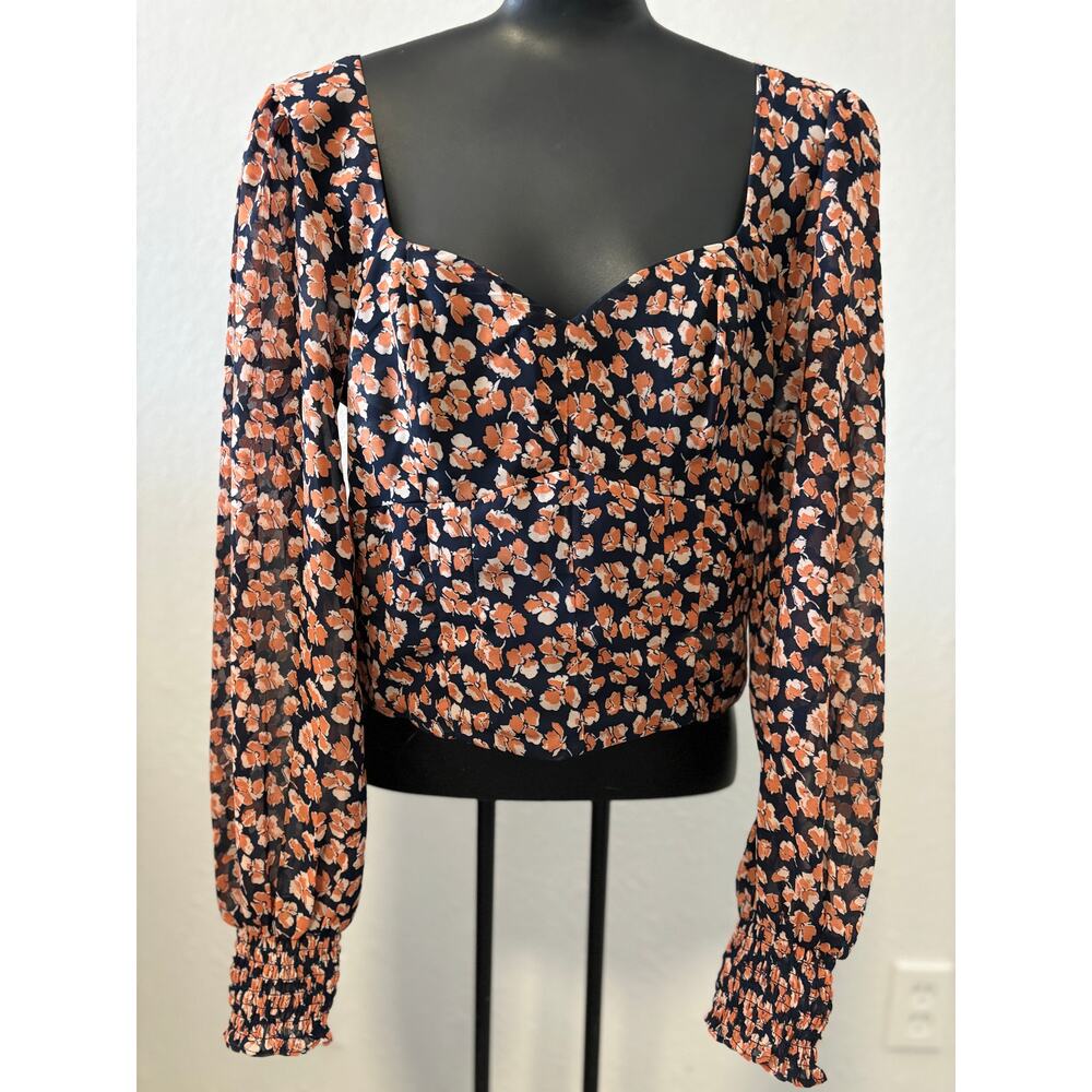 Abercrombie & Fitch Floral Blouse Womens Sz Small Smacked Top Cottagecore Kawaii